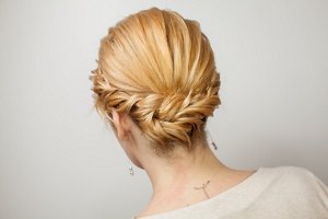 Bride with halo braid
